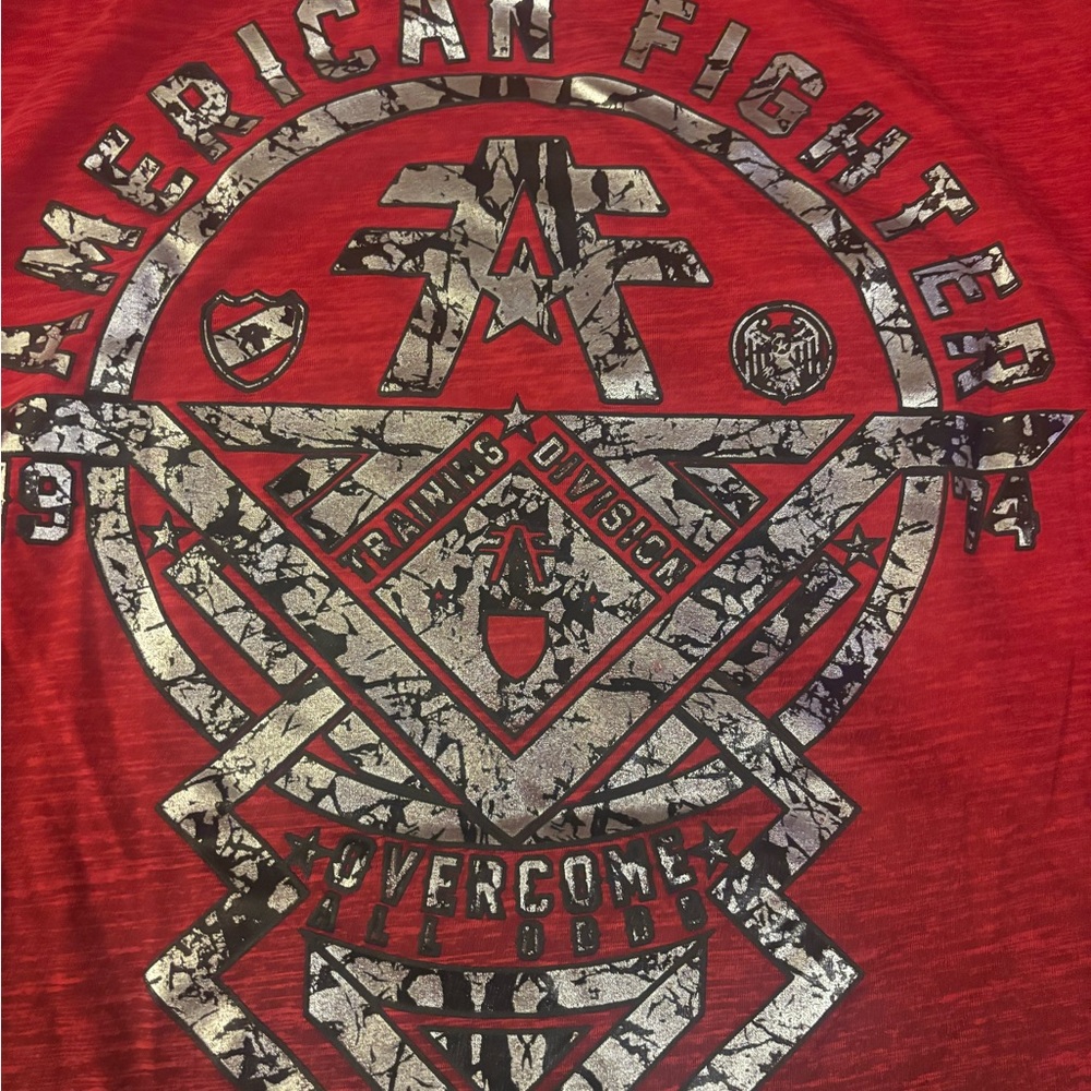 American Fighter Red and Gray Graphic Tee